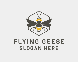 Bee Wings Hexagon logo design