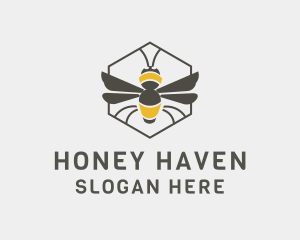 Bee Wings Hexagon logo design