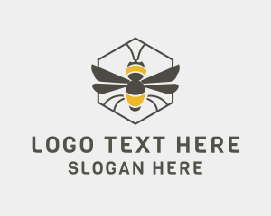 Bee Farm - Bee Wings Hexagon logo design