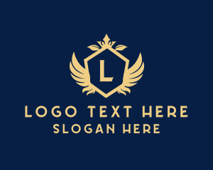 Luxury - Royal Crown Wing Crest logo design