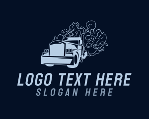 Distribution - Delivery Truck Smoke logo design