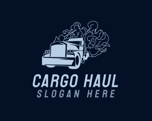 Delivery Truck Smoke logo design