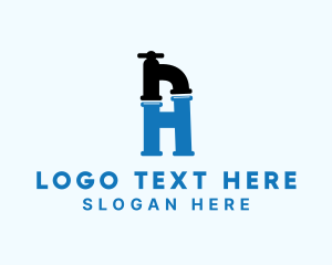 Repairman - Plumbing Faucet Letter H logo design