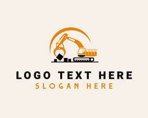 Machine - Log Loader Construction Machine logo design