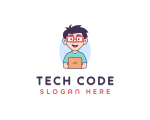 Code - Genius Nerd Tech Programmer logo design