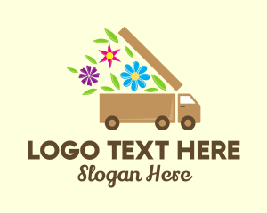 Lorry - Flower Delivery Truck logo design