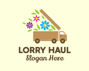 Lorry - Flower Delivery Truck logo design