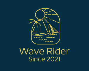 Minimal Beach Surfboard logo design