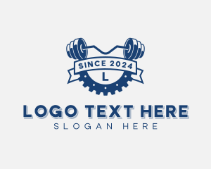 Cog - Exercise Weights Barbell logo design