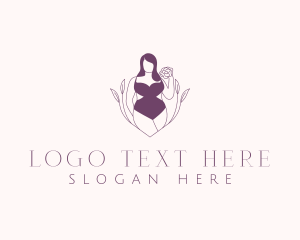 Chubby - Woman Body Floral logo design