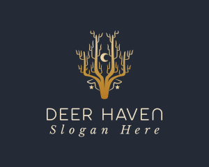 Forest Deer Moon logo design