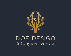 Doe - Forest Deer Moon logo design
