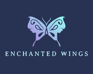 Butterfly Wings Woman Beauty logo design