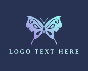 Relaxing - Butterfly Wings Woman Beauty logo design