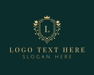 Luxury - Golden Flower Shield logo design