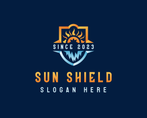 Sun Flame Ice Shield logo design