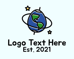 Outer Space - Planet Earth Egg logo design