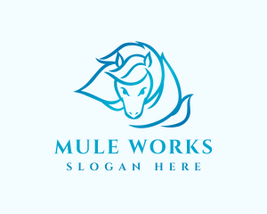 Mule - Equine Horse Flame logo design