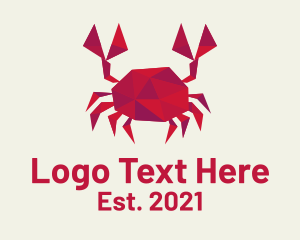 Seafood - Geometric Red Crab logo design