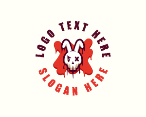 Rabbit - Gaming Skull Paint logo design