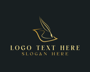 Scroll - Quill Feather Document logo design