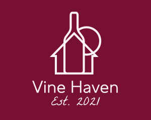 Wine Bottle House  logo design