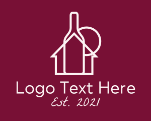 White - Wine Bottle House logo design