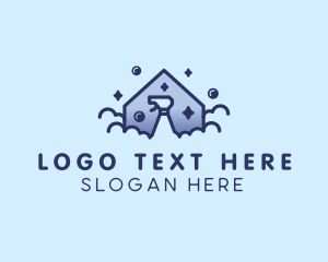 Deep Clean - House Bubble Spray Cleaning logo design
