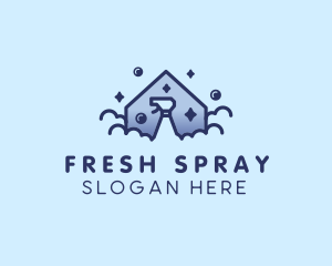 House Bubble Spray Cleaning logo design