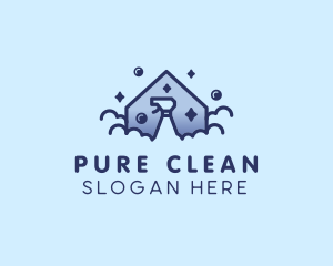 Cleanser - House Bubble Spray Cleaning logo design