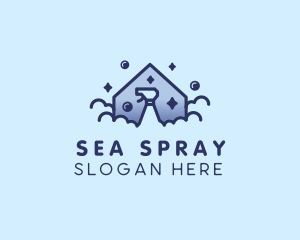 House Bubble Spray Cleaning logo design