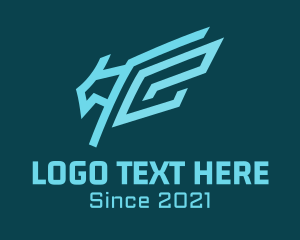 Teal - Cyber Geometric Bird logo design