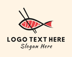 Restaurant - Chopsticks Fish Sashimi logo design