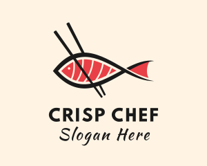 Chopsticks Fish Sashimi logo design