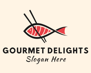 Chopsticks Fish Sashimi logo design