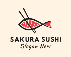 Chopsticks Fish Sashimi logo design