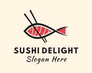 Chopsticks Fish Sashimi logo design