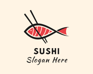 Chopsticks Fish Sashimi logo design