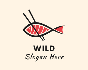 Japanese - Chopsticks Fish Sashimi logo design