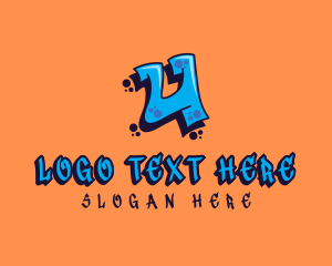 Teen - Graffiti Art Letter U logo design