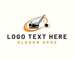 Heavy Equipment - Wrecking Ball Industrial Machine logo design