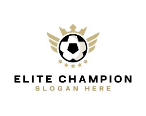 Soccer Ball Champion Crown logo design