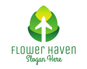 Green Flower Plane  logo design