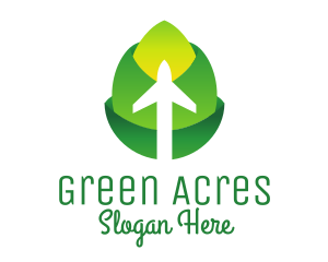 Green Flower Plane  logo design