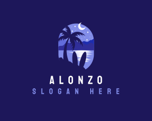 Beach Tropical Island Night logo design