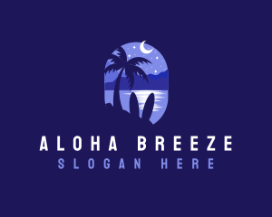 Beach Tropical Island Night logo design