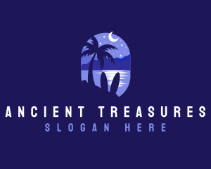 Beach Tropical Island Night logo design