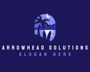 Beach Tropical Island Night logo design