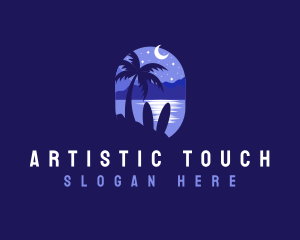 Beach Tropical Island Night logo design