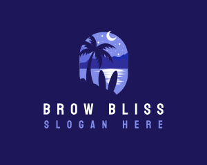 Beach Tropical Island Night logo design